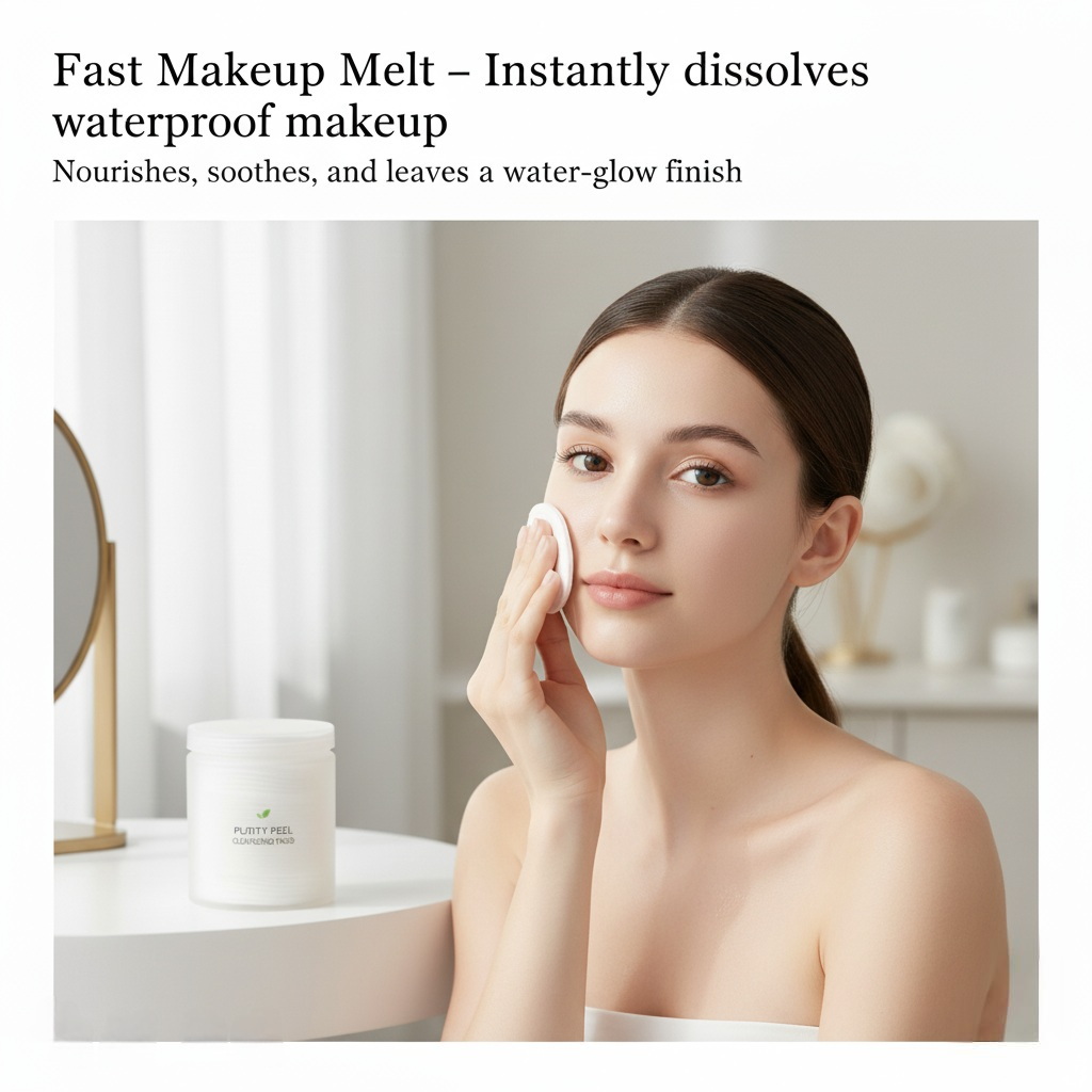 Private label 10-second essence oil cleansing pad for fast makeup removal OEM manufacturing.