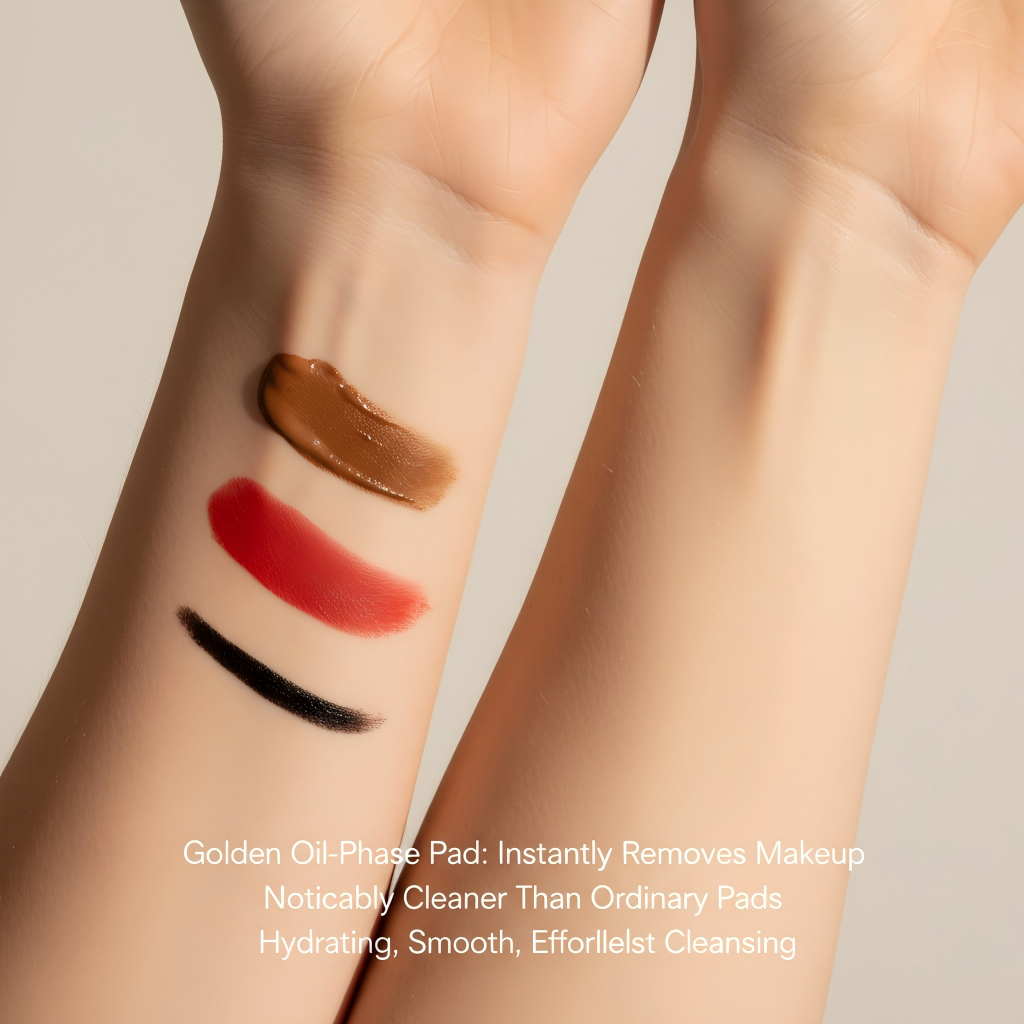 Waterproof makeup removal efficacy test showing instant dissolving power for OEM skincare.