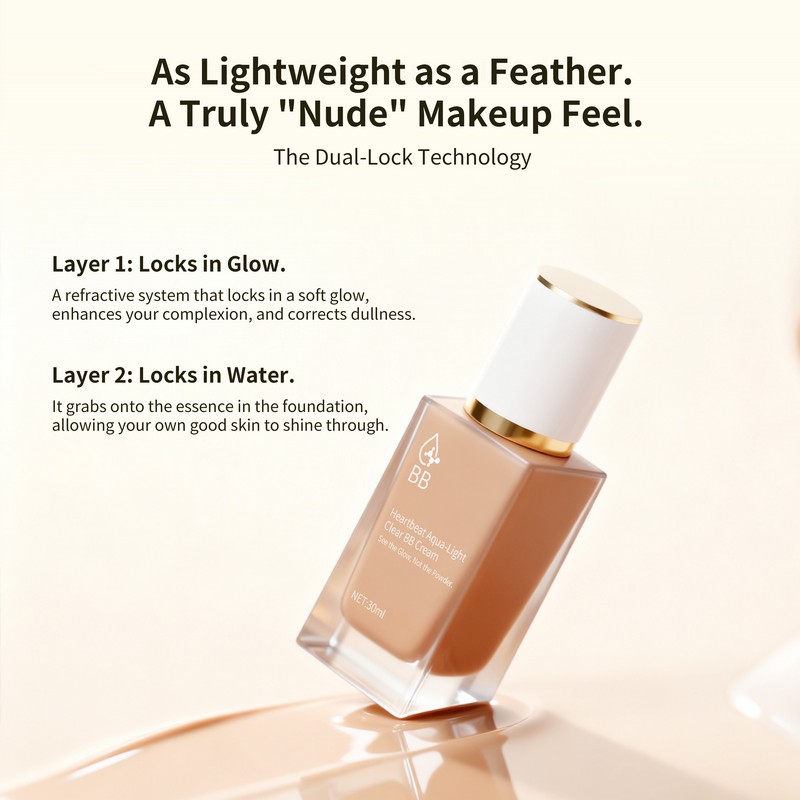 Lightweight feather nude makeup dual lock tech
