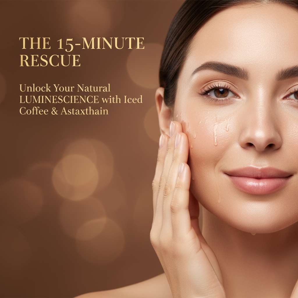 15-minute rescue facial mask unlocking natural luminescence with coffee and astaxanthin.