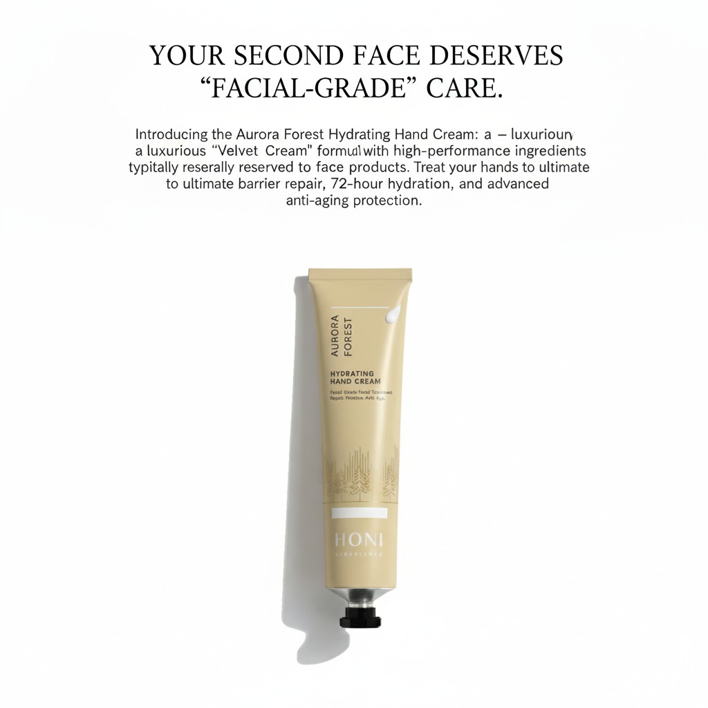 Your second face deserves facial-grade care hand cream campaign poster.