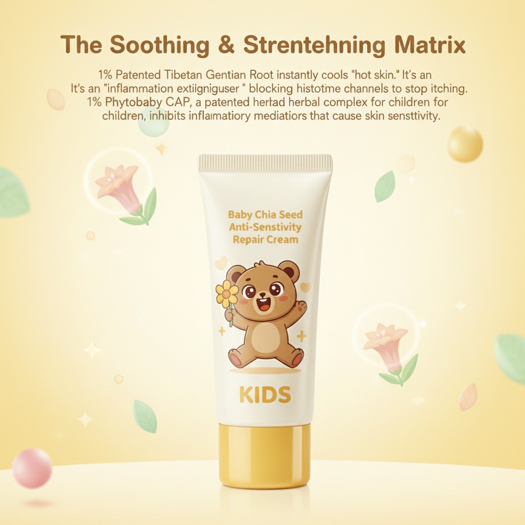 Patented herbal complex Phytobaby CAP inhibits inflammatory mediators for children skincare.