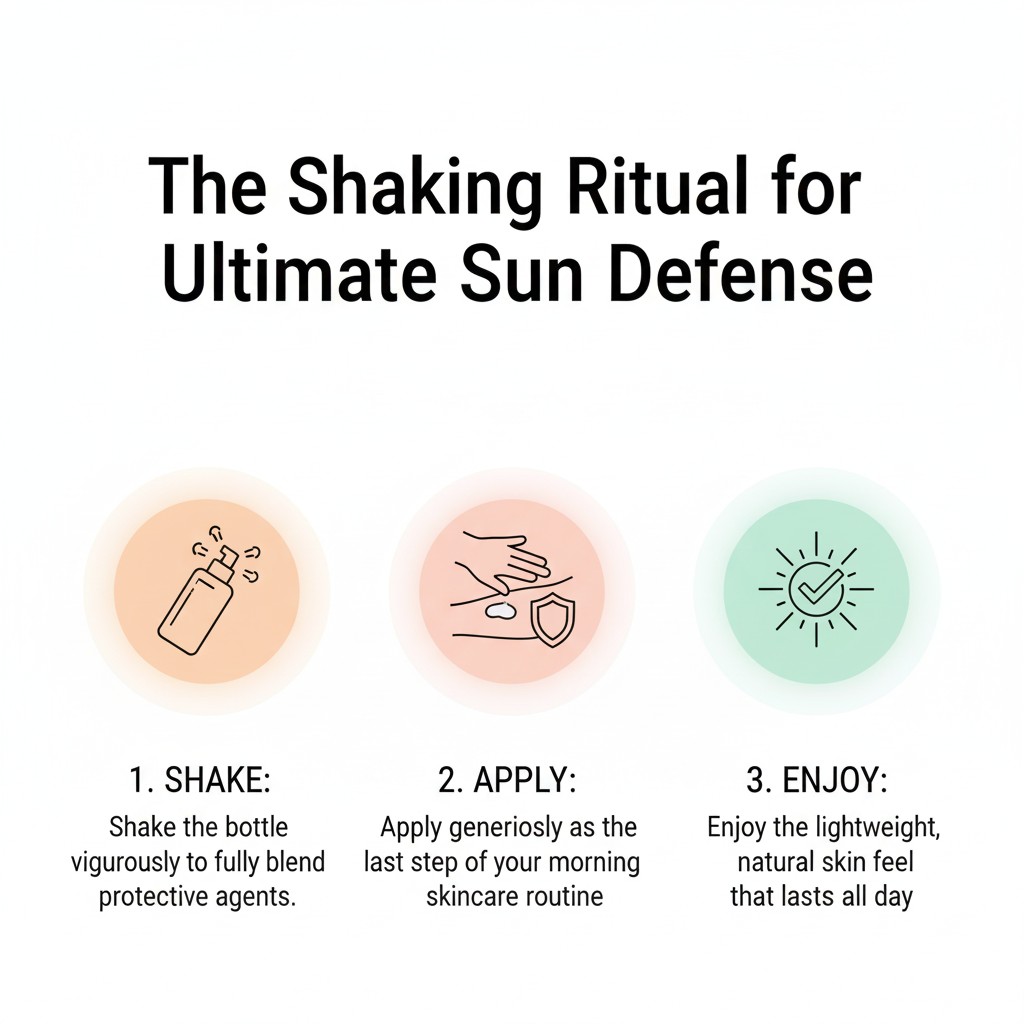 Three-step guide on how to use shaking sunscreen: Shake, Apply, Enjoy