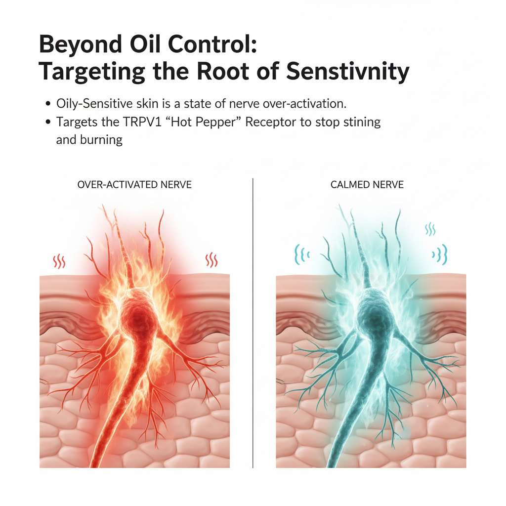 Beyond oil control nerve calming mechanism