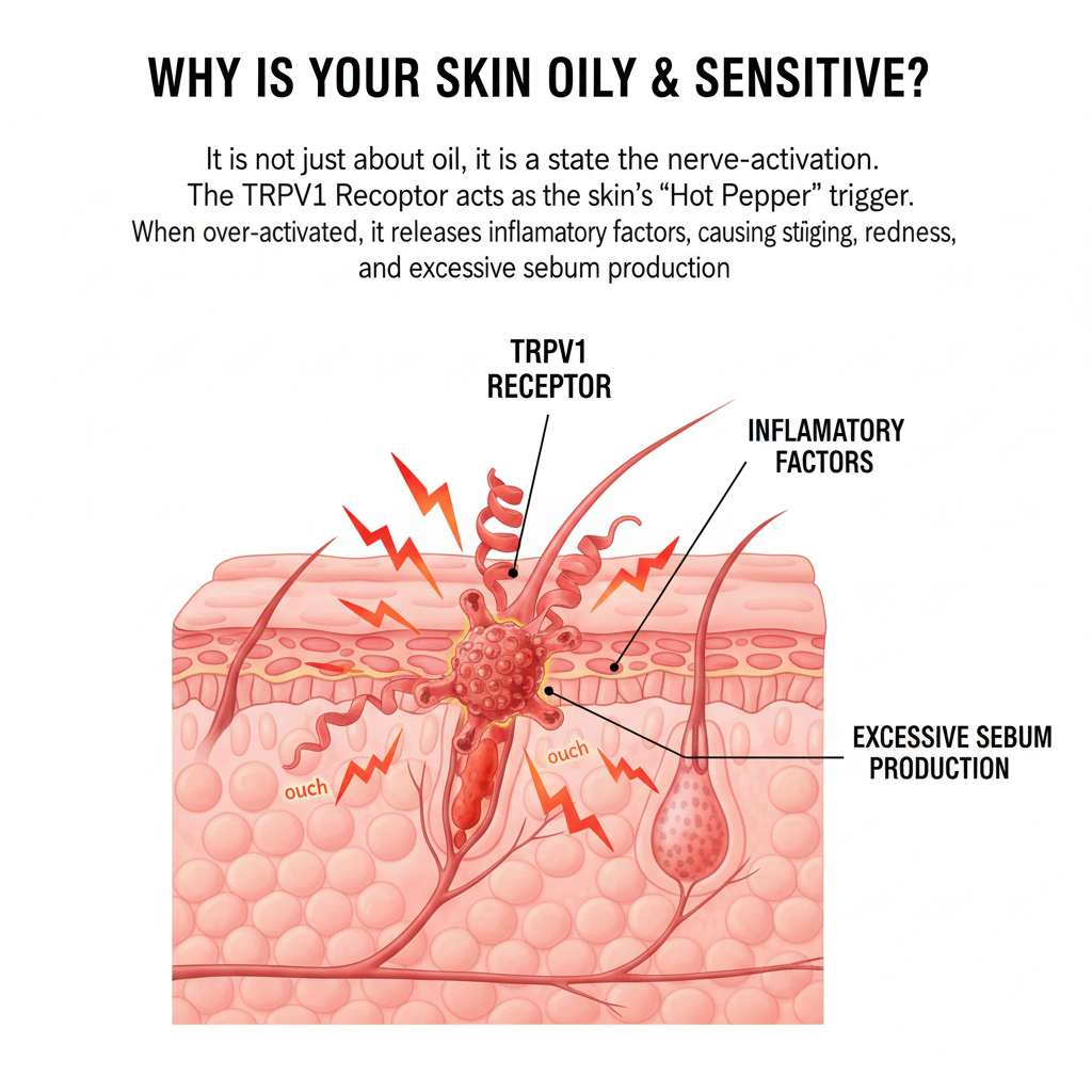 Why skin is oily sensitive trpv1 receptor diagram