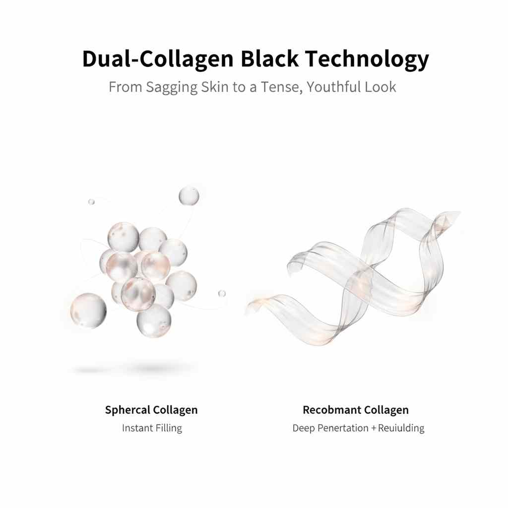 Dual collagen firming technology spherical recombinant