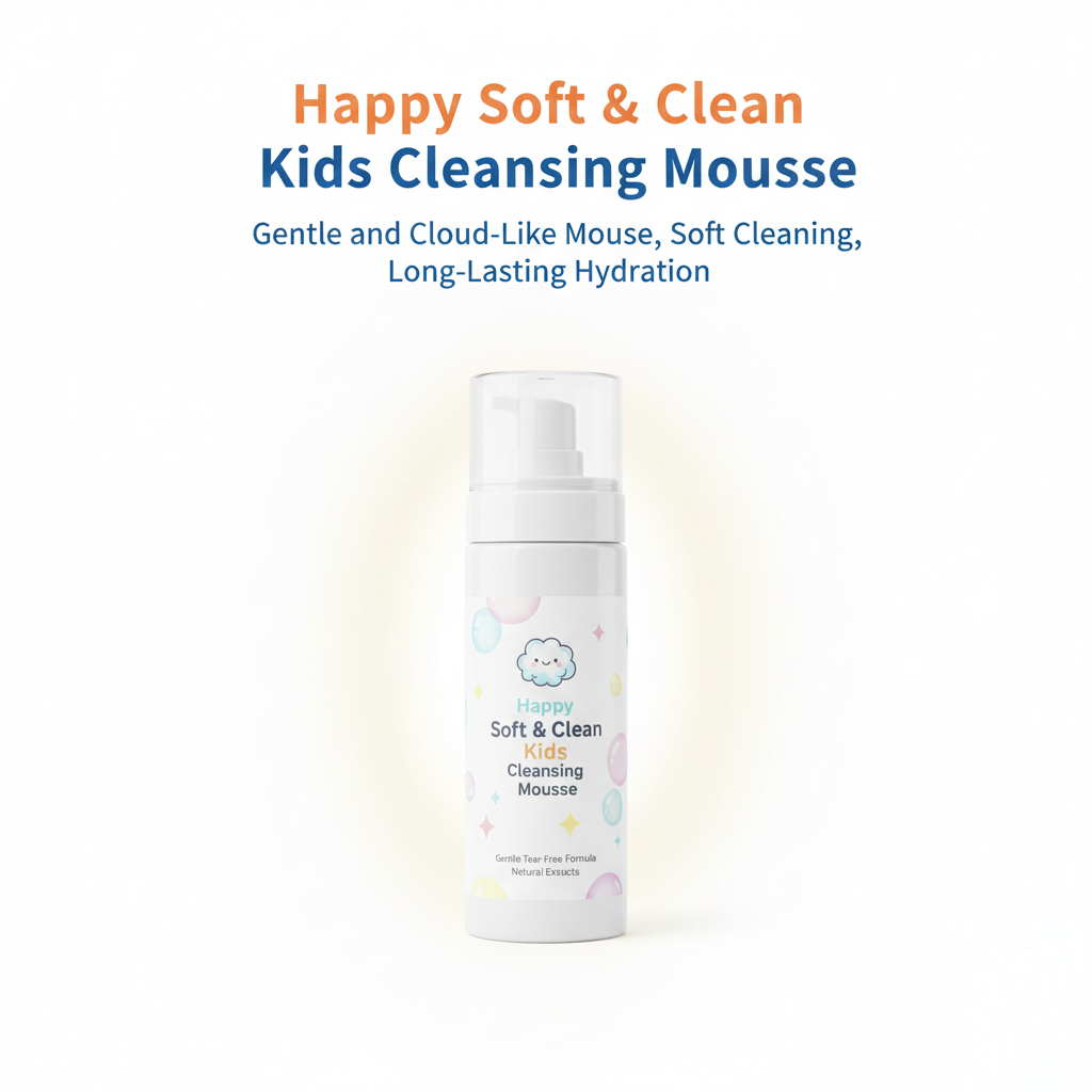 Happy soft clean kids cleansing mousse concept