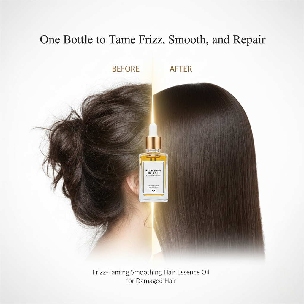 Frizz taming smoothing hair oil before after