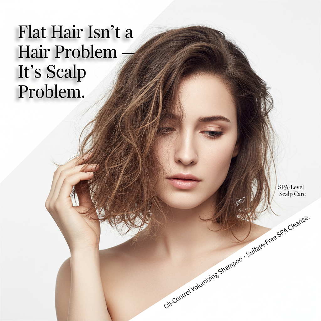 Flat hair scalp problem concept